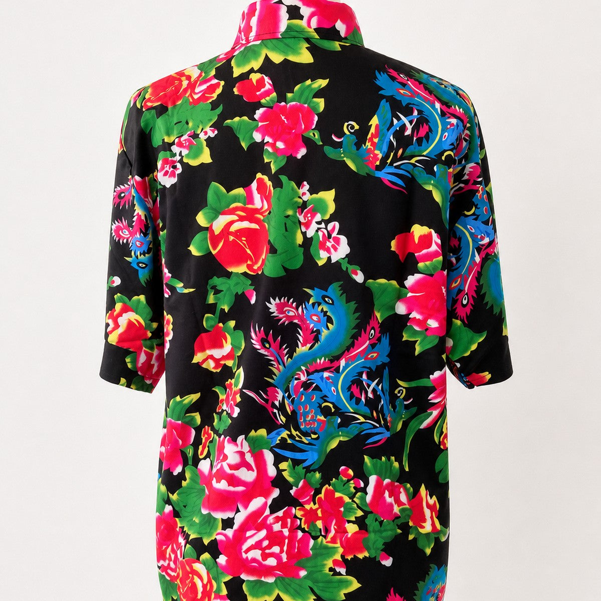 花柄シャツ ブラック 実物撮影 背面