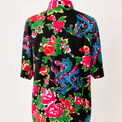 花柄シャツ ブラック 実物撮影 背面