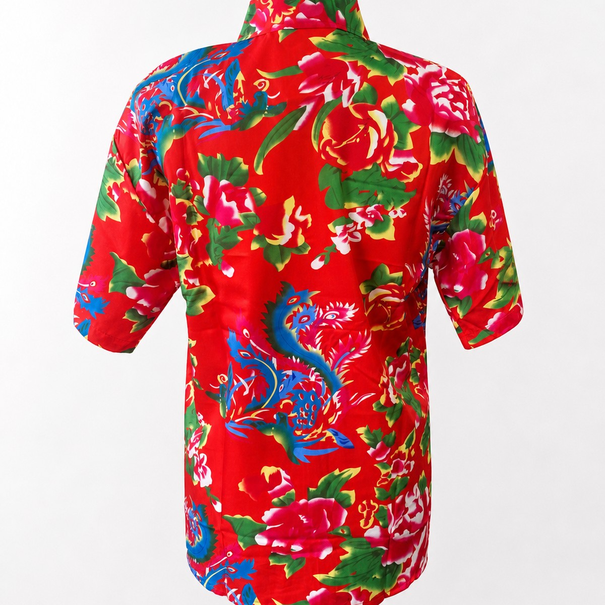 花柄シャツ レッド 実物撮影 背面