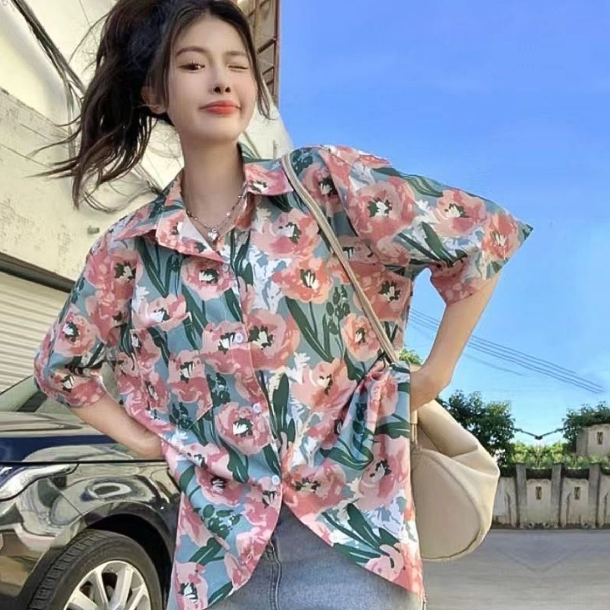 Shirts/総柄レトロ花柄シャツ ST/No.22126