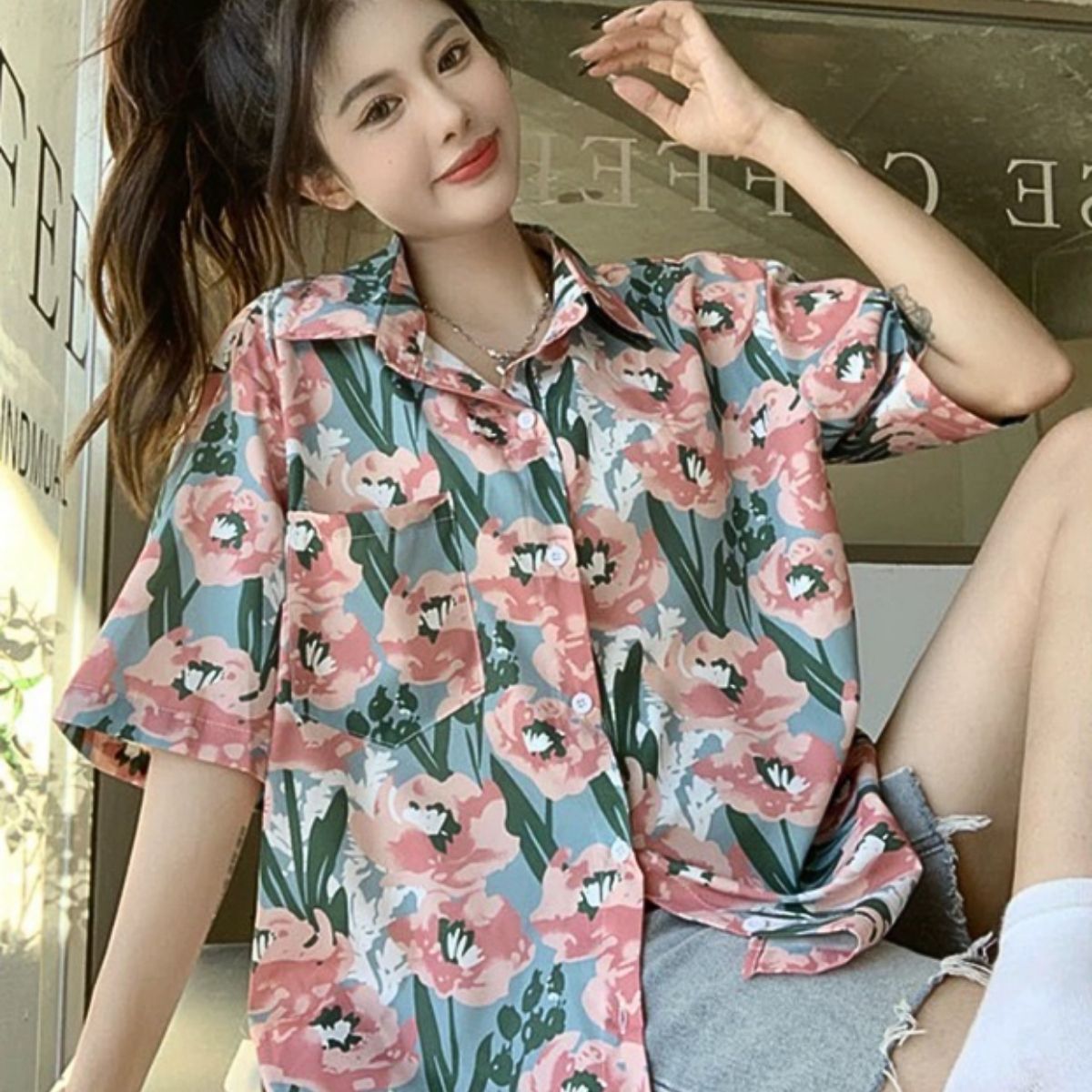 Shirts/総柄レトロ花柄シャツ ST/No.22126