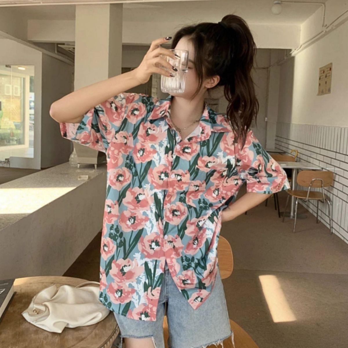 Shirts/総柄レトロ花柄シャツ ST/No.22126