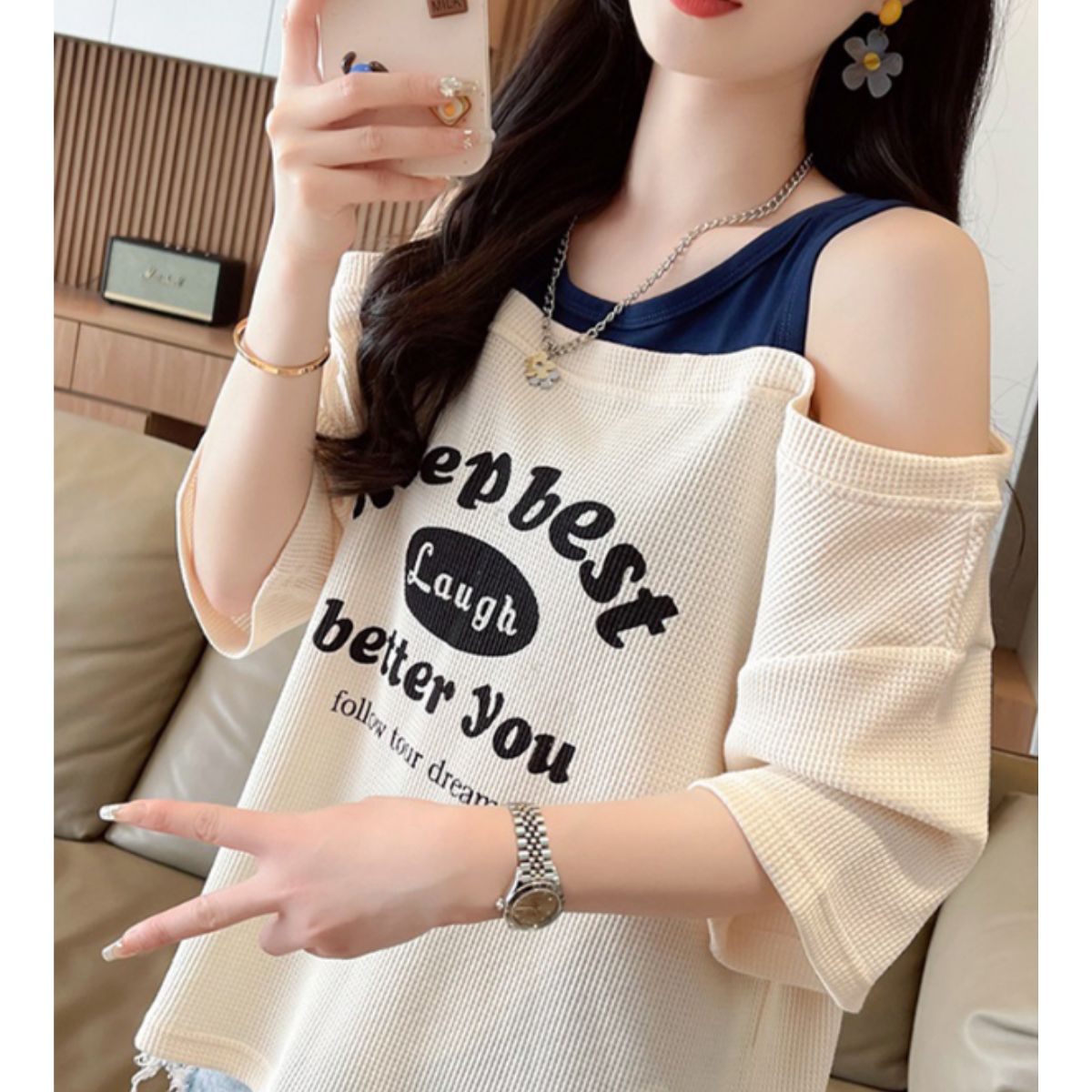 T-Shirts/レイヤードオフショルトップス ST/No.22136