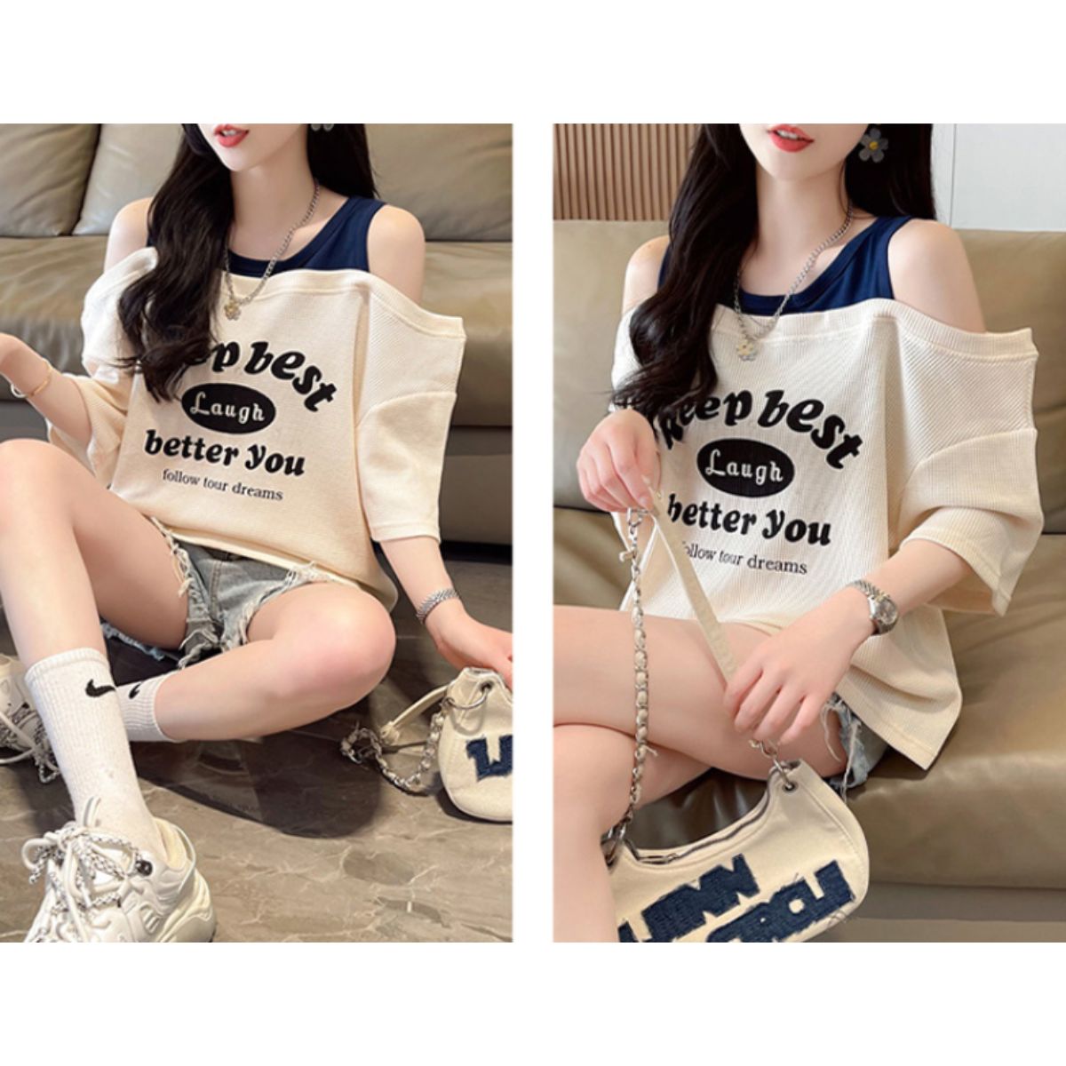 T-Shirts/レイヤードオフショルトップス ST/No.22136