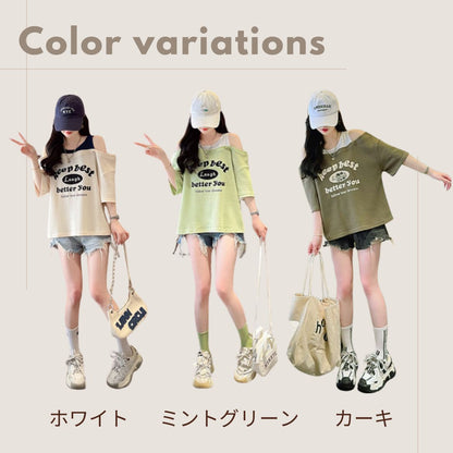 T-Shirts/レイヤードオフショルトップス ST/No.22136