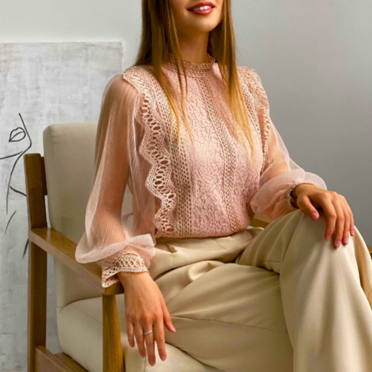 Blouse/シアースリーブレーストップス ST/No.22139