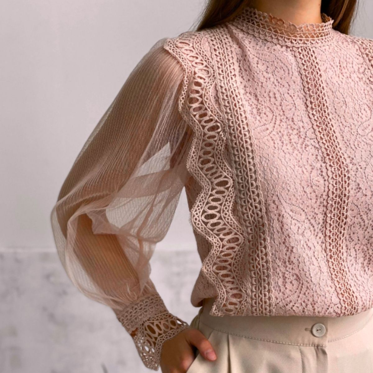 Blouse/シアースリーブレーストップス ST/No.22139