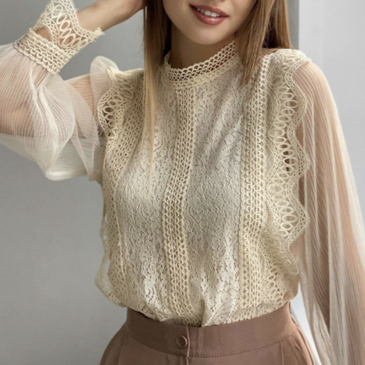Blouse/シアースリーブレーストップス ST/No.22139
