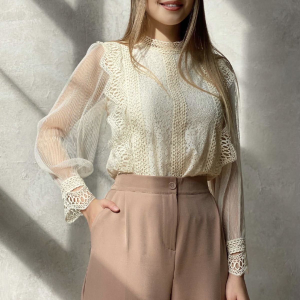 Blouse/シアースリーブレーストップス ST/No.22139