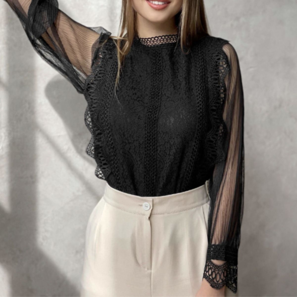 Blouse/シアースリーブレーストップス ST/No.22139