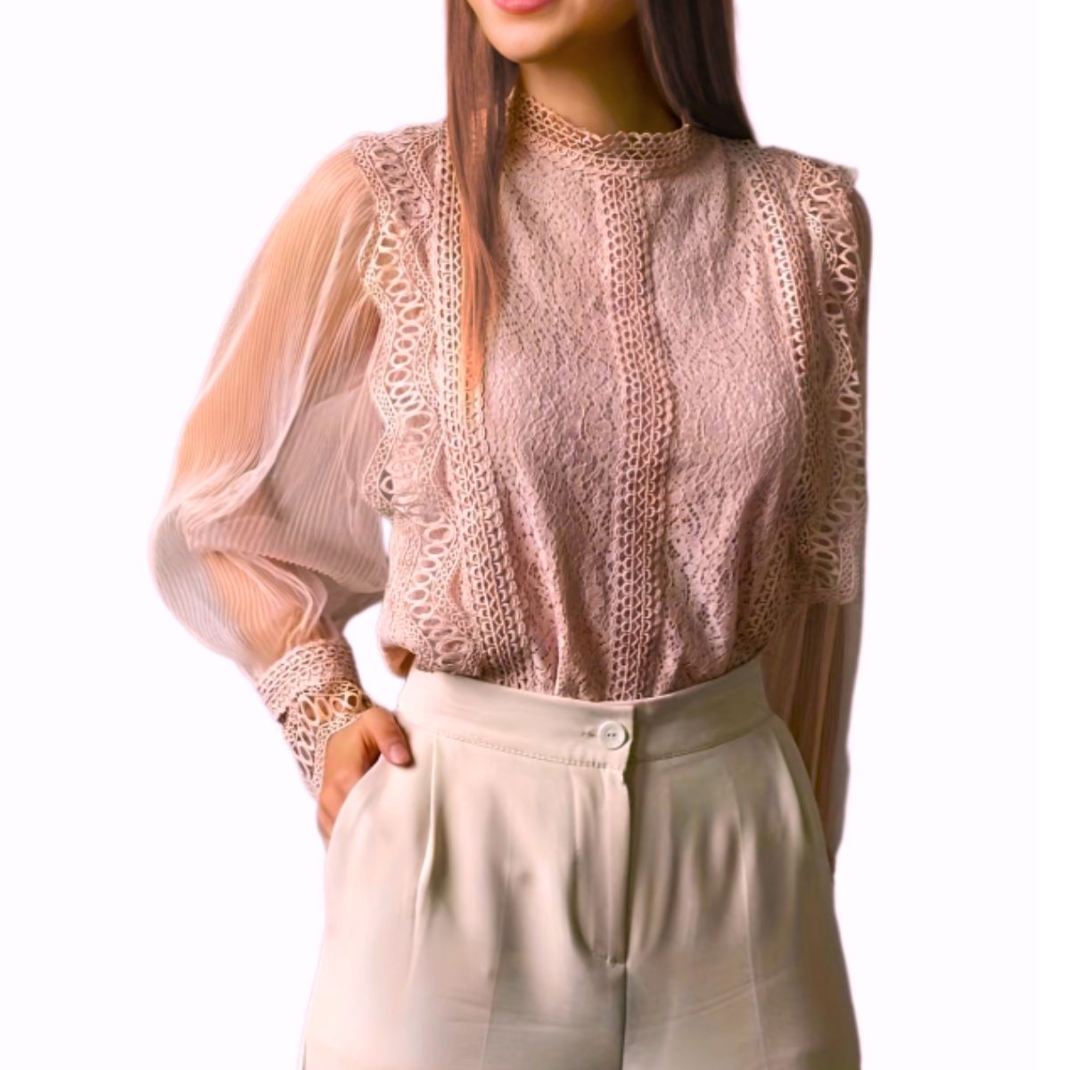 Blouse/シアースリーブレーストップス ST/No.22139