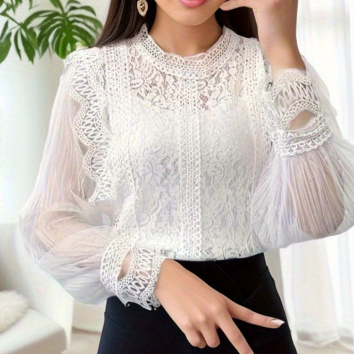 Blouse/シアースリーブレーストップス ST/No.22139