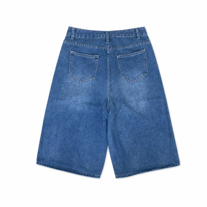 デニムハーフパンツ ブルー 実物撮影 背面