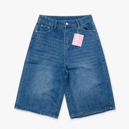 デニムハーフパンツ ブルー 実物撮影 正面