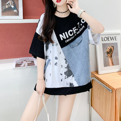 T-Shirts/デニム切り替えデザインＴシャツ ST/No.22149