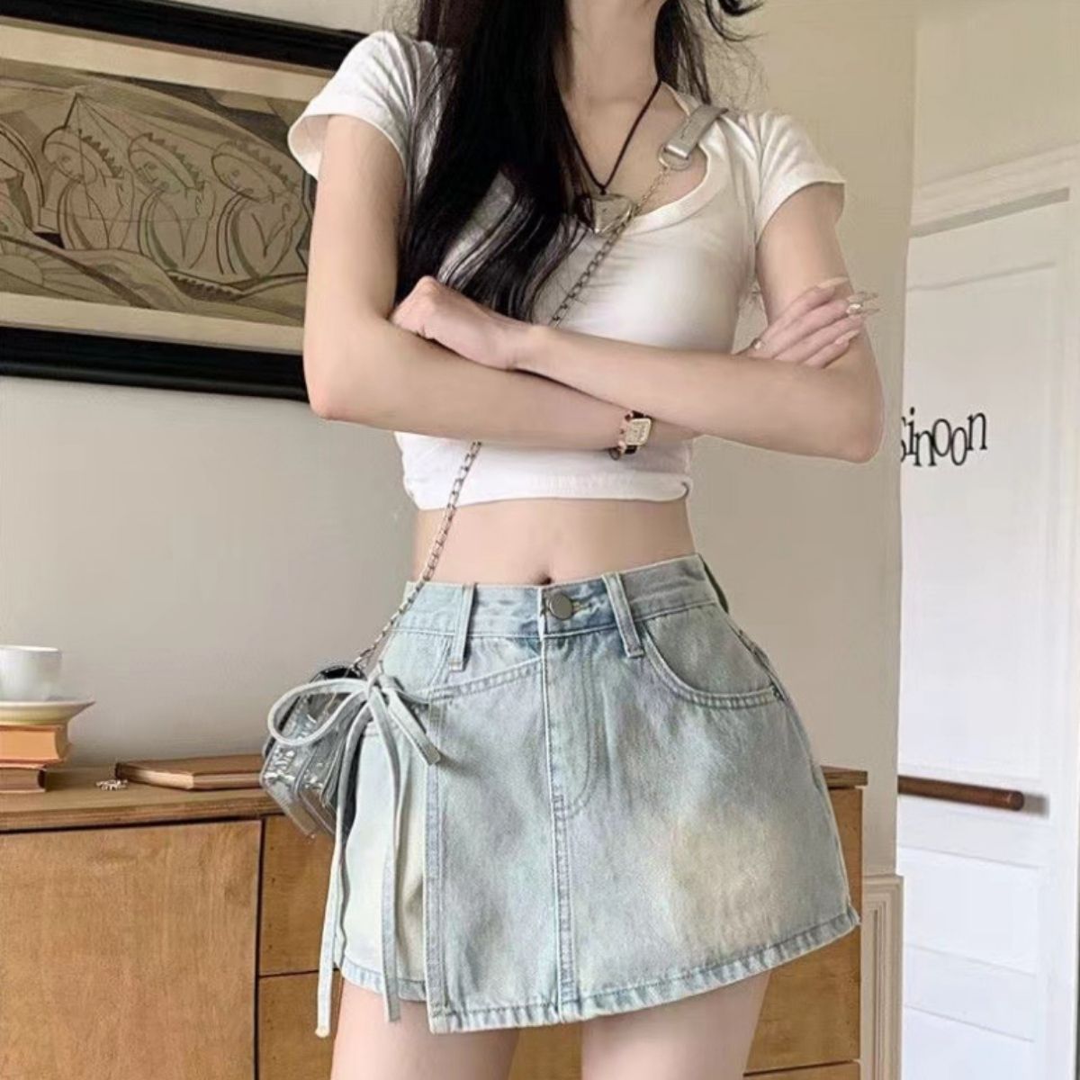 Pants/アシメラップデニムショートパンツ ST/No.22156 – Belle Ćie
