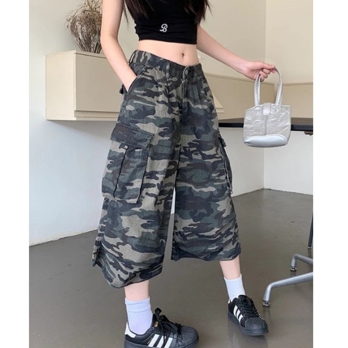 Pants/カモフラクロップドパンツ ST/No.22159