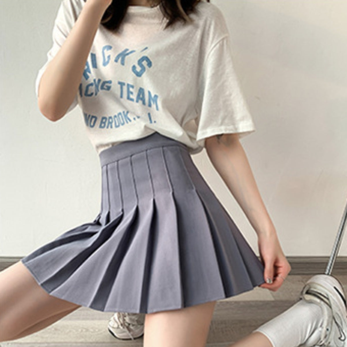VERSACE ピンク ハイウエストプリーツミニスカートダク付きます40 プリーツミニスカート ハイウエスト Aライン 制服風 学生 韓国