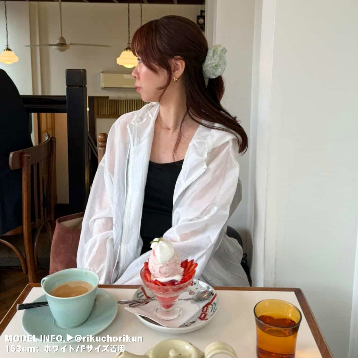 シアージャケット レディース 春アウター フード 羽織り 薄手 透け感 ノーカラー 韓国ファッション Belle Cie ST/No.22186