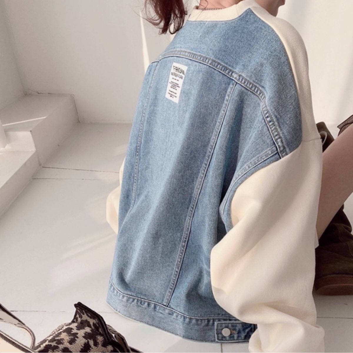 Tops/デニム切替オーバースウェット ST/No.22197