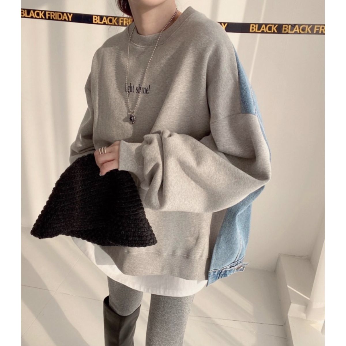Tops/デニム切替オーバースウェット ST/No.22197