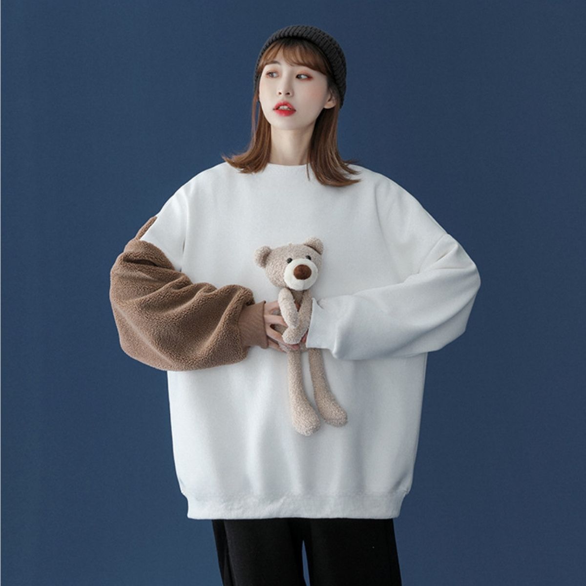 Tops/くまスリーブ裏起毛トレーナー ST/No.22202