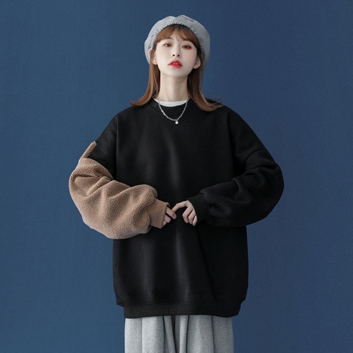 Tops/くまスリーブ裏起毛トレーナー ST/No.22202