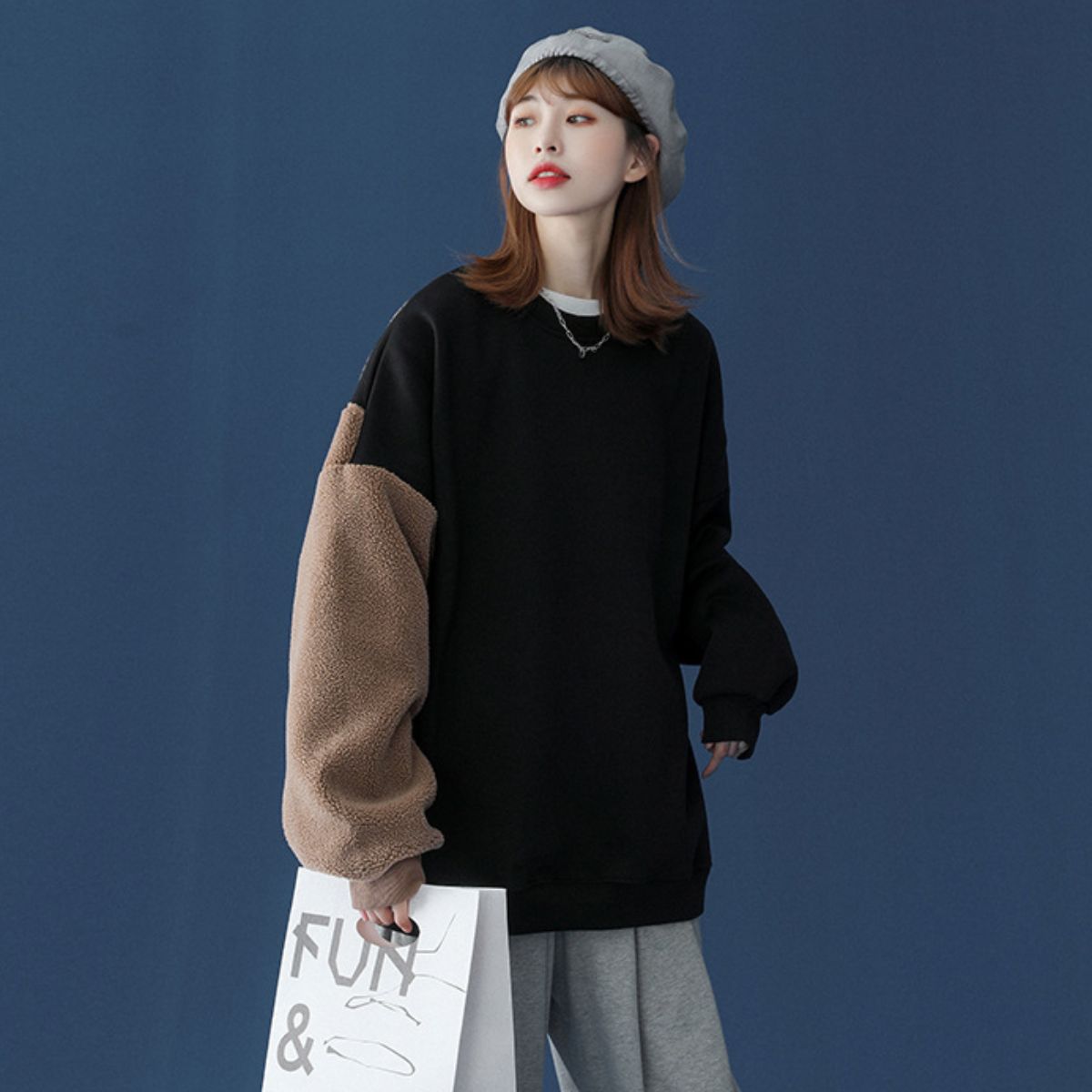 Tops/くまスリーブ裏起毛トレーナー ST/No.22202