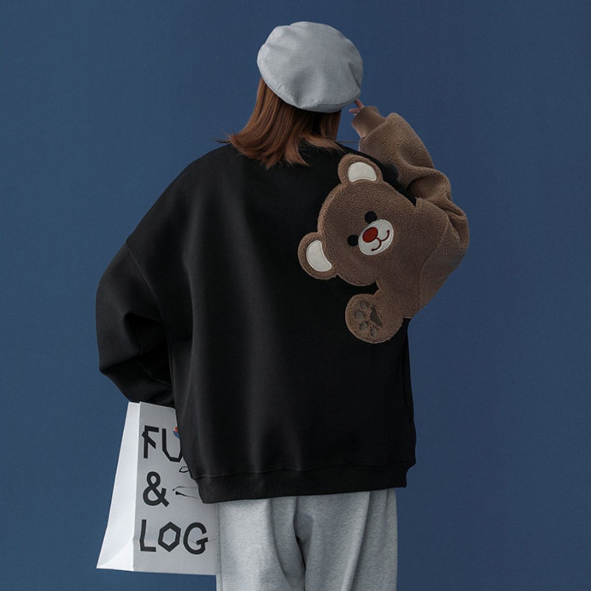 Tops/くまスリーブ裏起毛トレーナー ST/No.22202