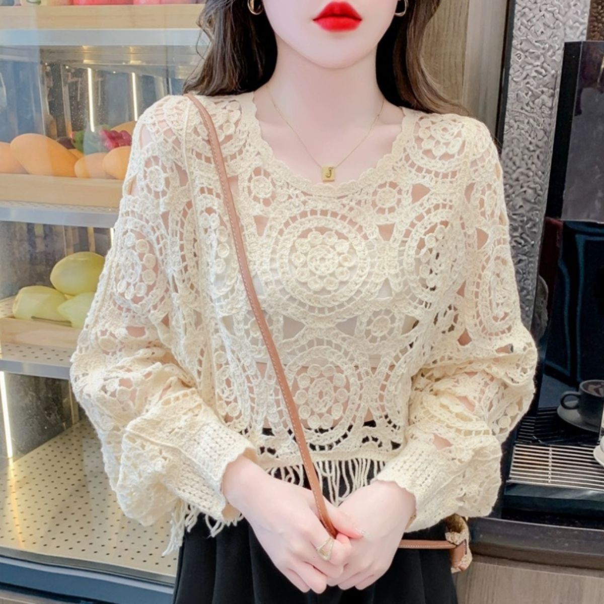 Knit/クロシェ編みレーストップス ST/No.22205