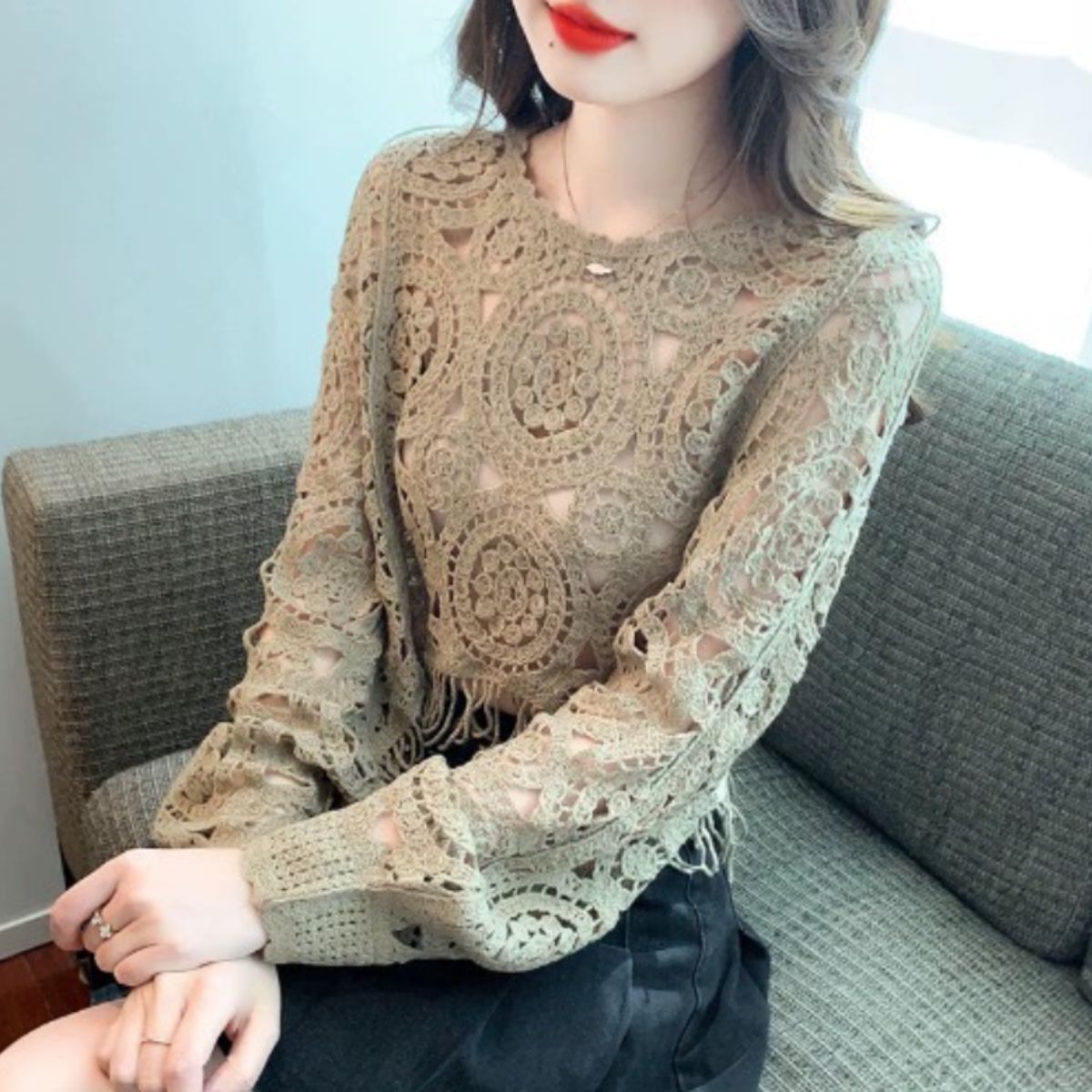 Knit/クロシェ編みレーストップス ST/No.22205