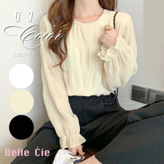 Blouse/シフォン長袖シアーブラウス ST/No.22206