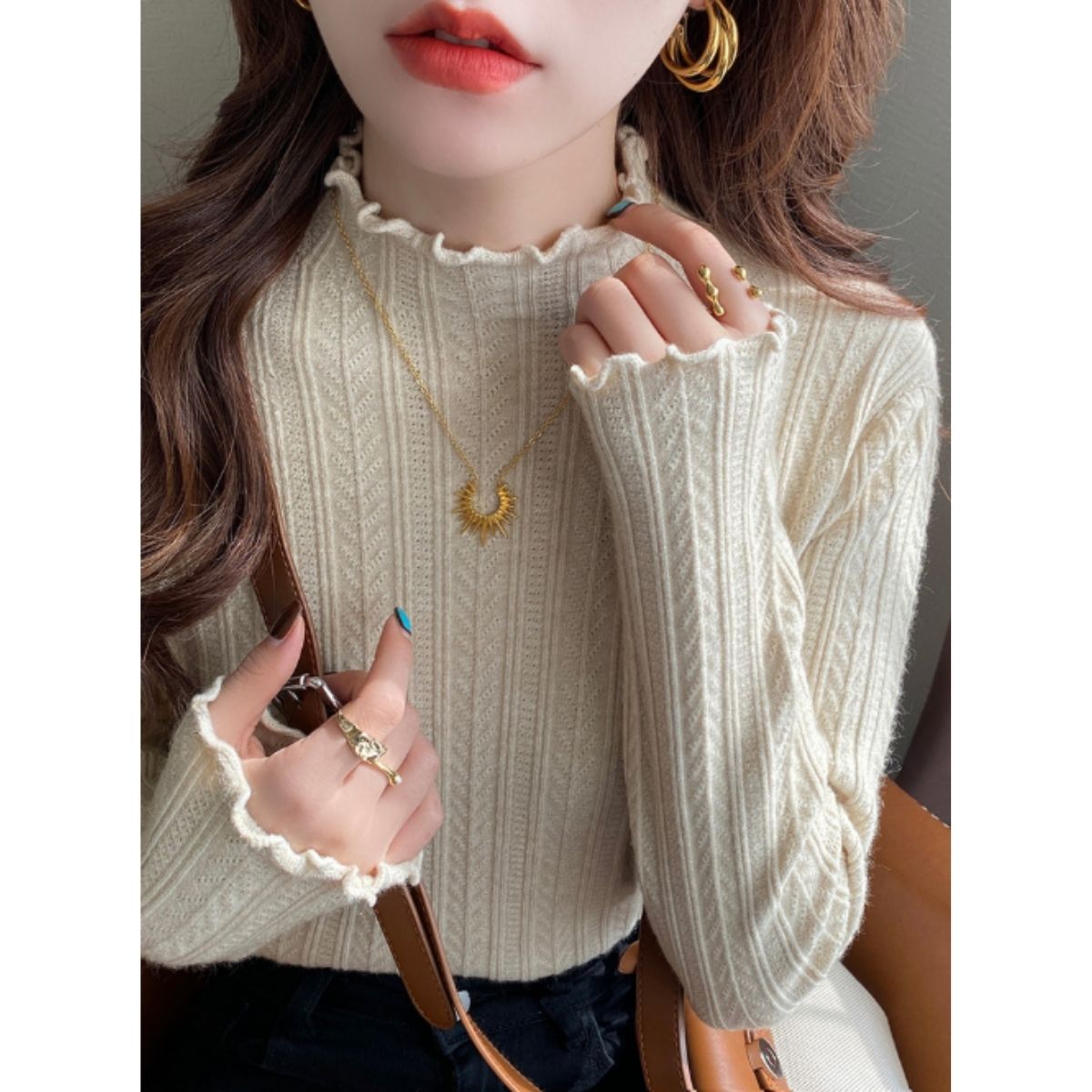 Knit/メロウフリルハイネックニット ST/No.22209