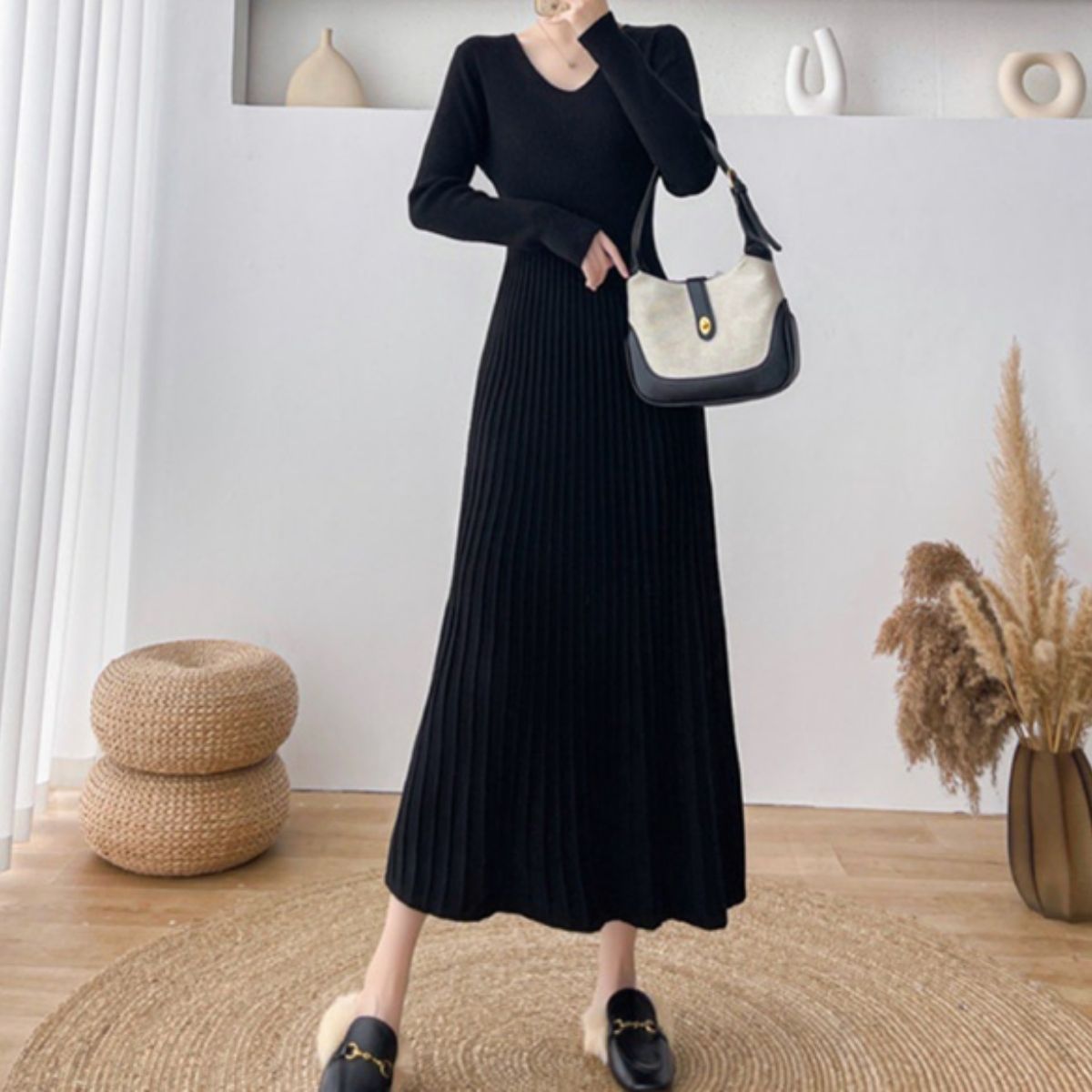 Dress/Vネック美シルエットワンピース ST/No.22221