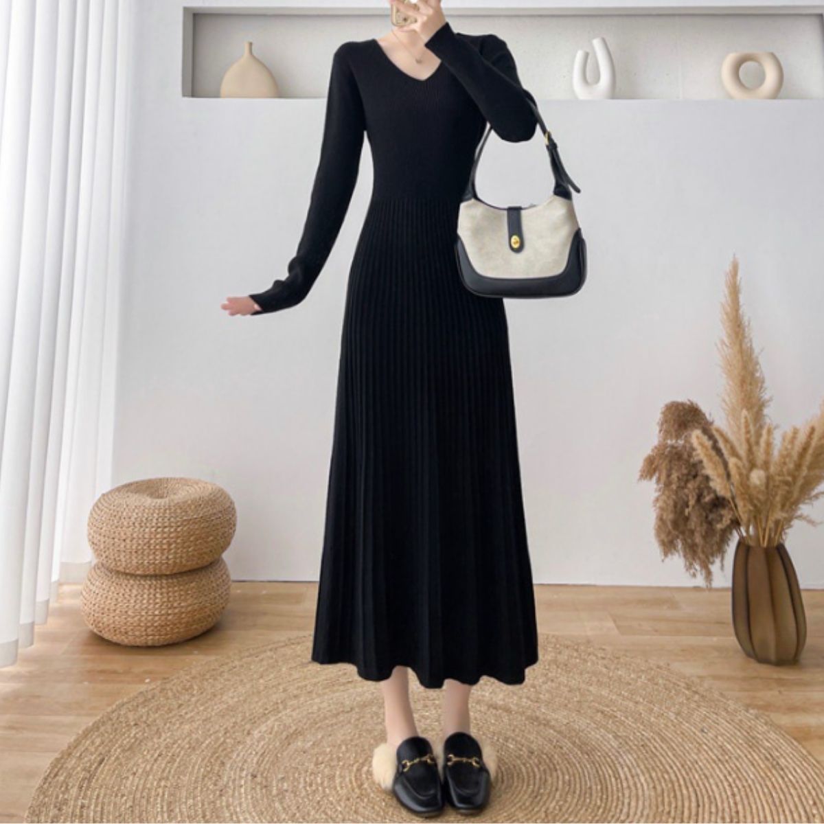 Dress/Vネック美シルエットワンピース ST/No.22221