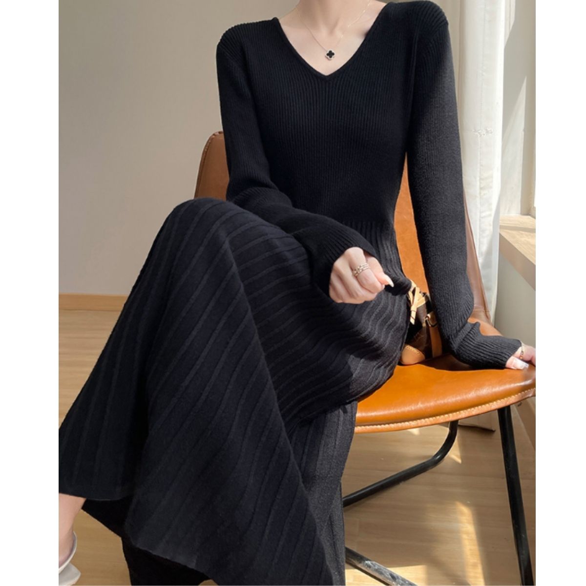 Dress/Vネック美シルエットワンピース ST/No.22221