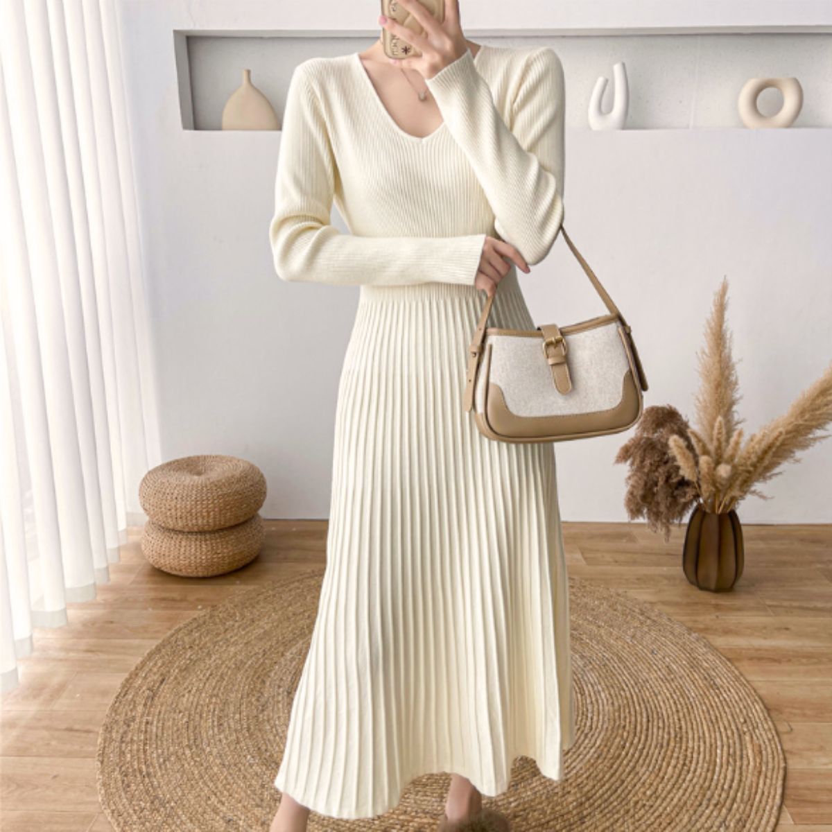 Dress/Vネック美シルエットワンピース ST/No.22221