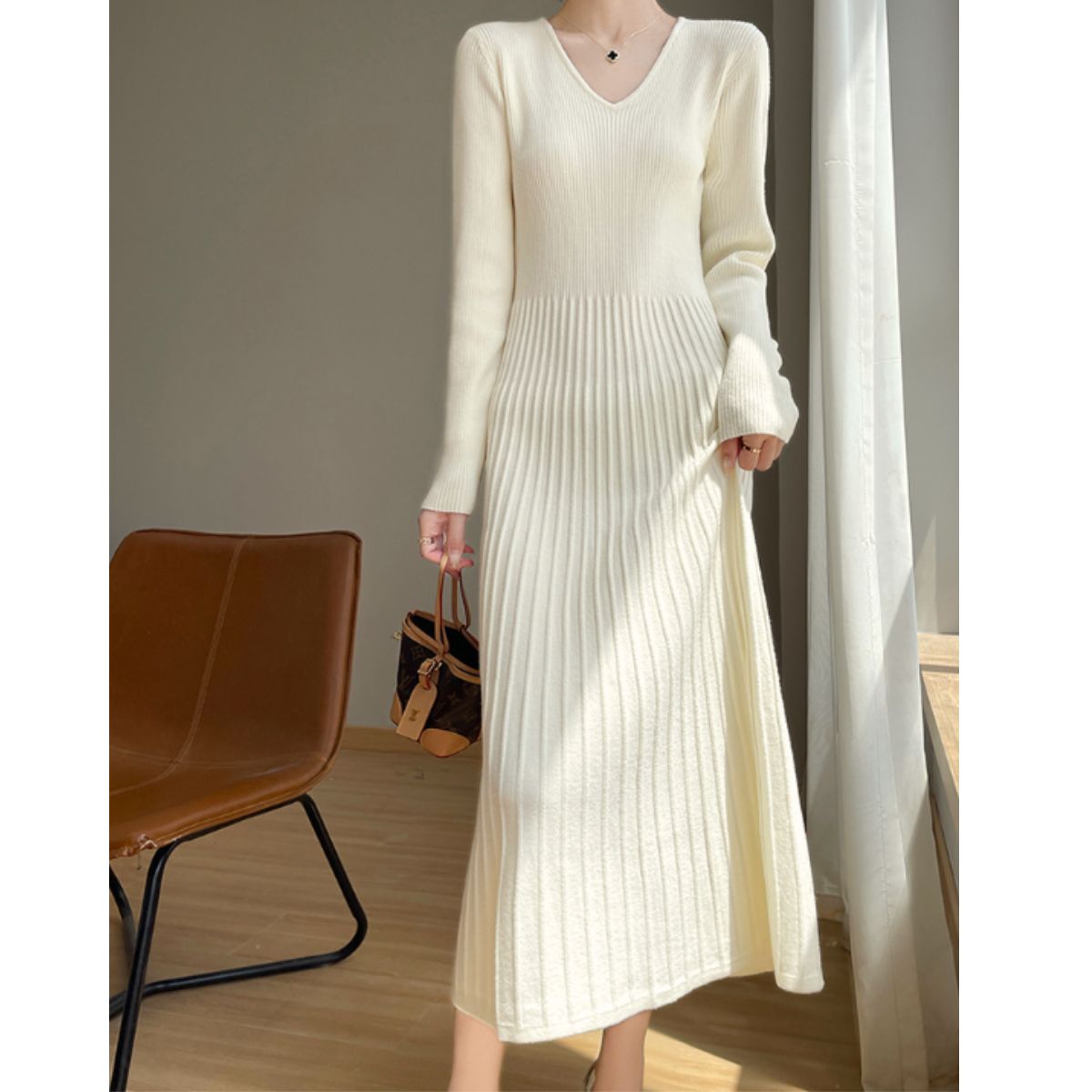 Dress/Vネック美シルエットワンピース ST/No.22221