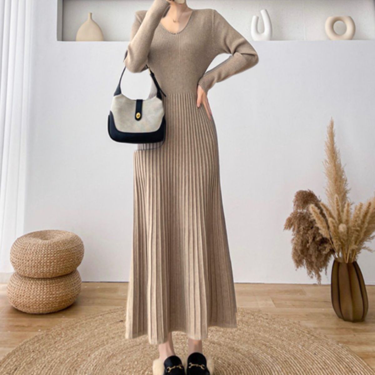 Dress/Vネック美シルエットワンピース ST/No.22221