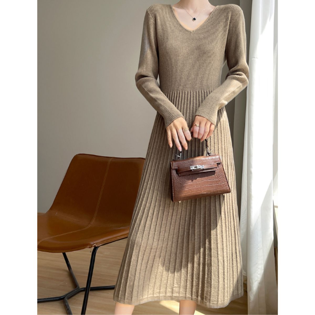 Dress/Vネック美シルエットワンピース ST/No.22221