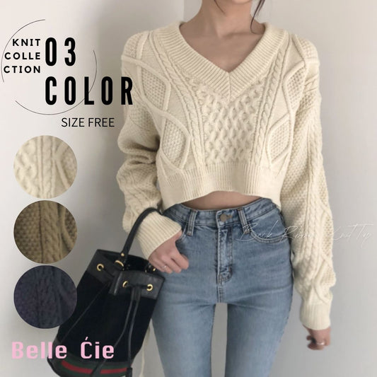 Knit/バックリボンケーブルニット ST/No.22224