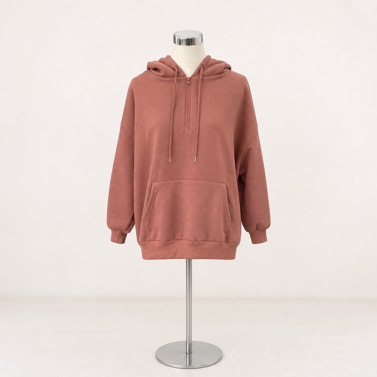 Parka/ハーフジップ裏起毛パーカー ST/No.22229 ブラウン 実物撮影 正面