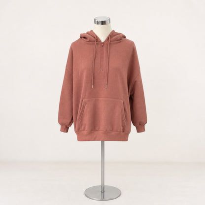 Parka/ハーフジップ裏起毛パーカー ST/No.22229 ブラウン 実物撮影 正面