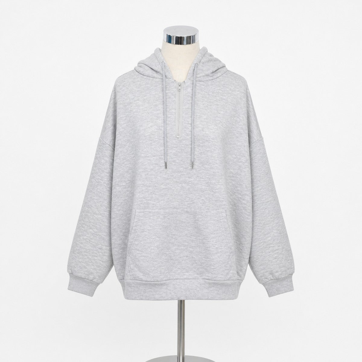 Parka/ハーフジップ裏起毛パーカー ST/No.22229 グレー 実物撮影 正面