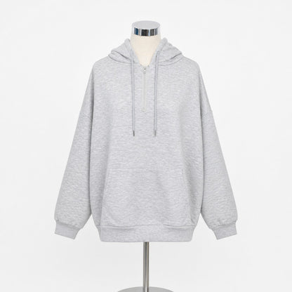 Parka/ハーフジップ裏起毛パーカー ST/No.22229 グレー 実物撮影 正面