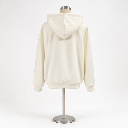 Parka/ハーフジップ裏起毛パーカー ST/No.22229 アイボリー 実物撮影 背面