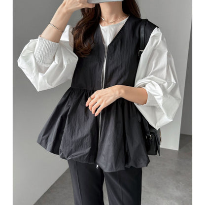Vest/ペプラムジップアップベスト ST/No.22240