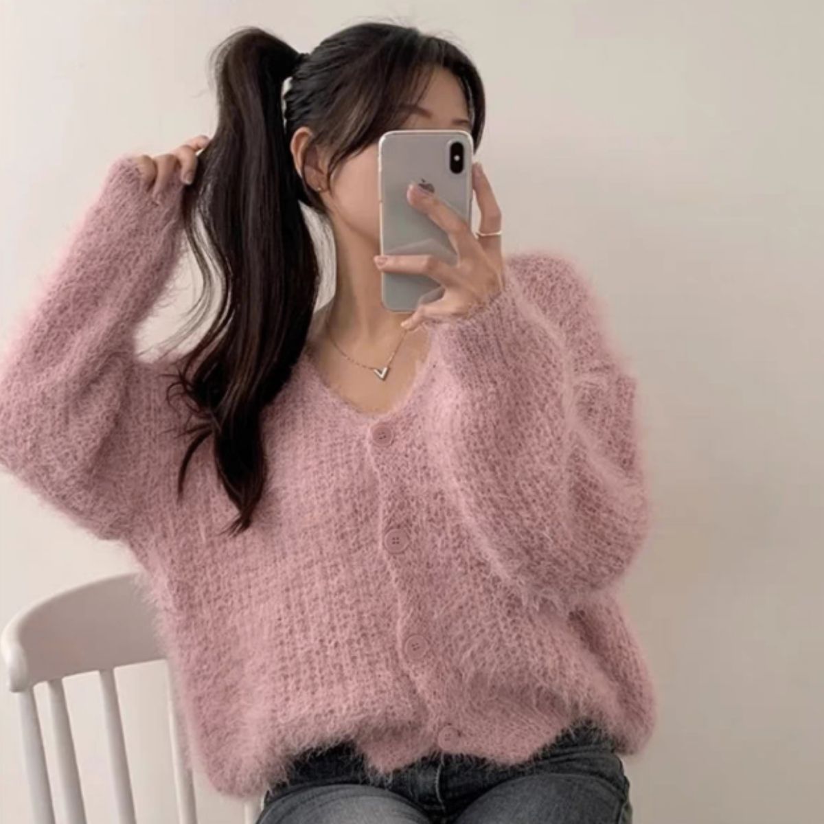 Tops/フェザーニットカーディガン ST/No.22246