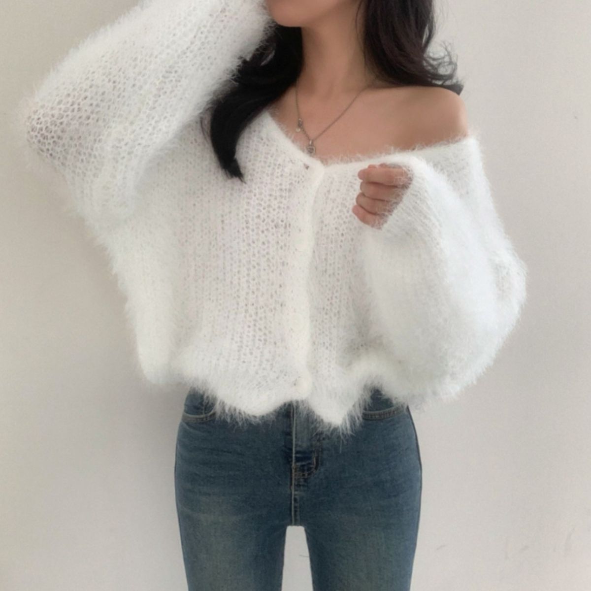 Tops/フェザーニットカーディガン ST/No.22246