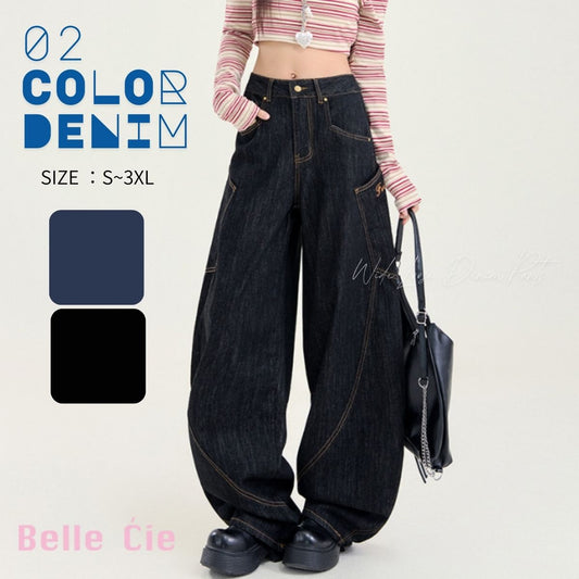 Pants/ビッグポケット切替ワイドデニム ST/No.22265
